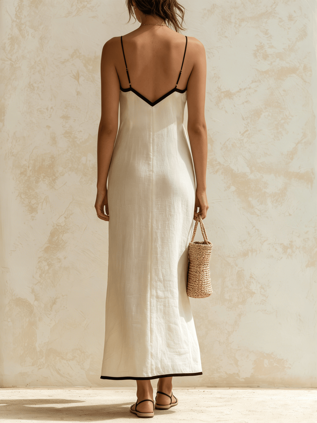 Marisa | Vestido Largo Chevron con Contraste