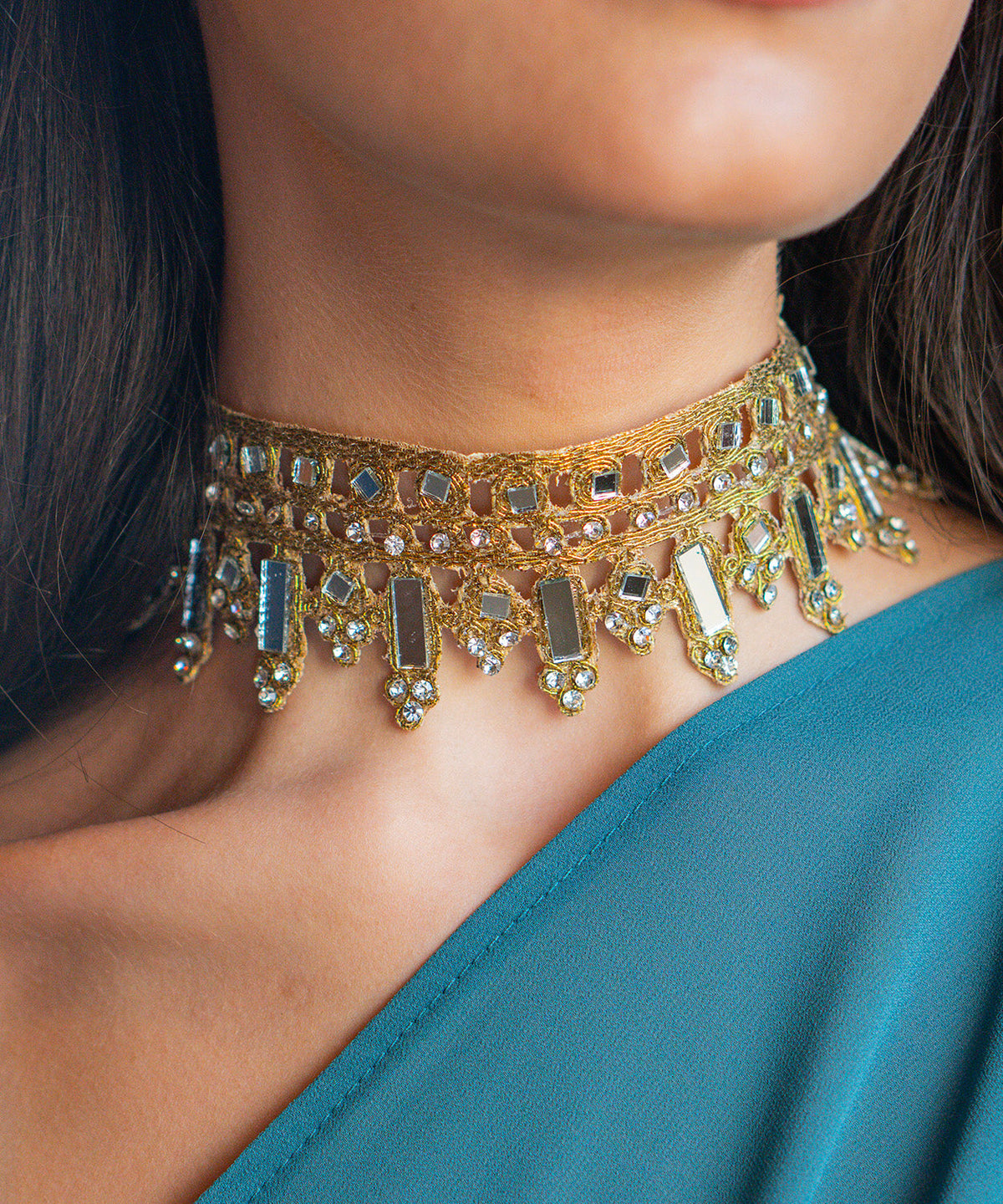 Choker dorado espejos
