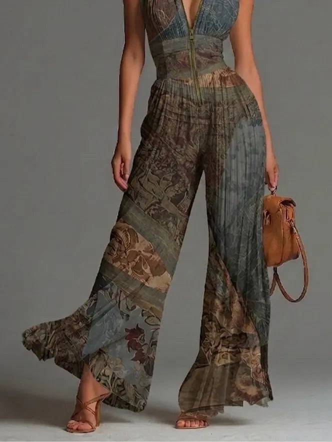 Jumpsuit Boho Étnico de Pierna Ancha