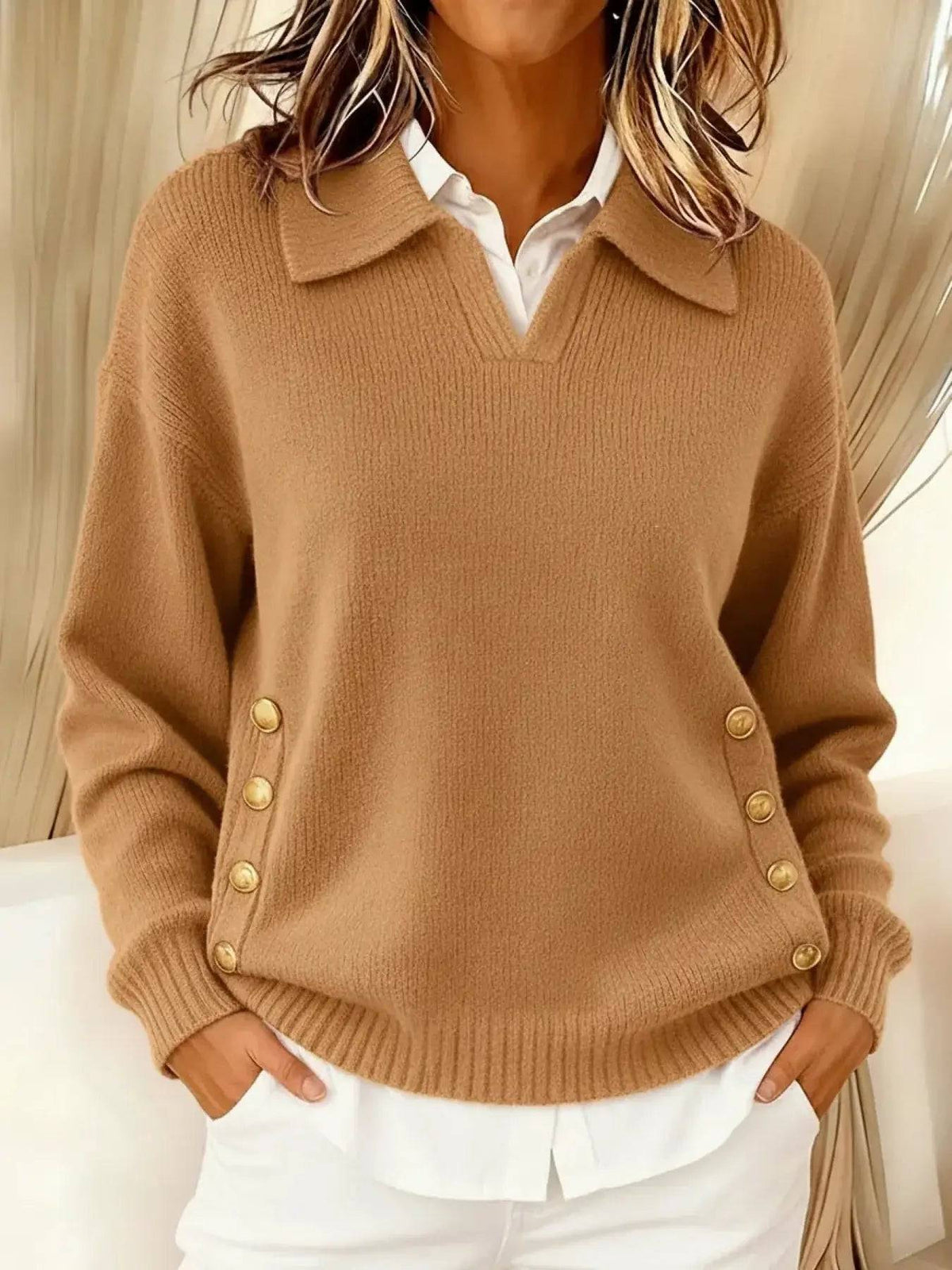 Vicenta | Suéter con Cuello Polo y Botones