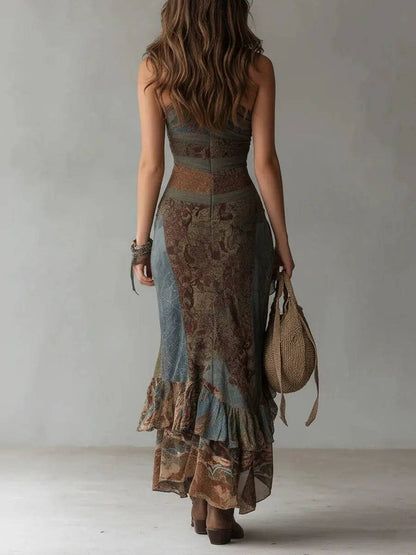 Vestido Largo Étnico Hombro Descubierto
