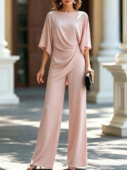 Gabriela | Conjunto de Blusa Drapeada y Pantalón Ancho