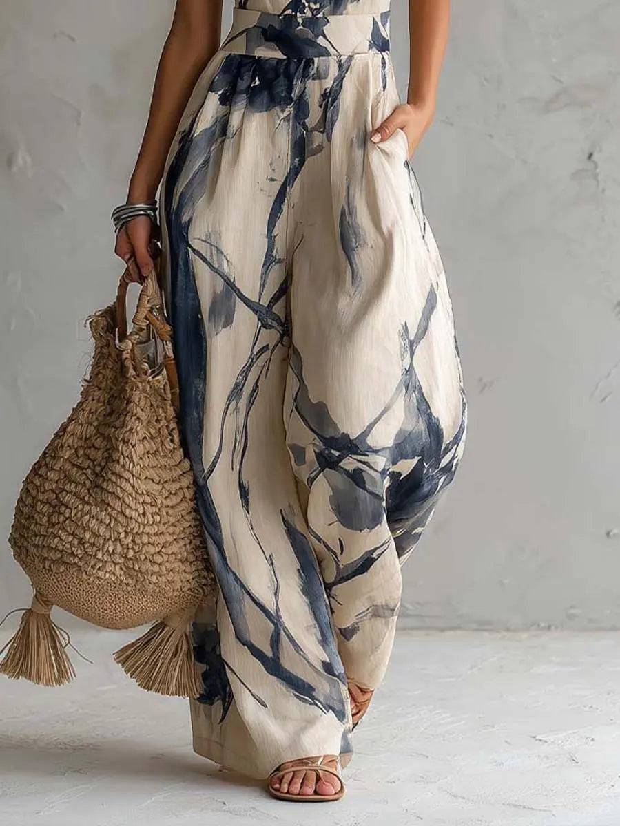 Jumpsuit Halter Estampado con Bolsillos