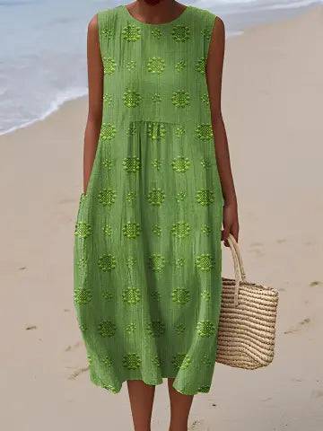 Sara | Vestido Midi Verde Bordado