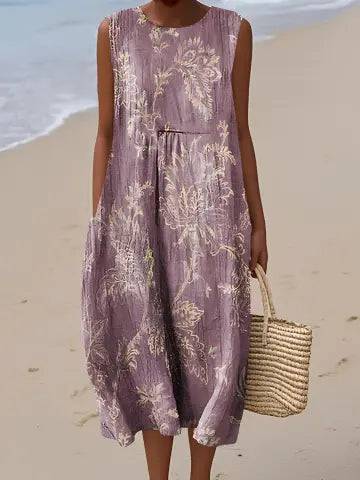 Mia | Vestido Midi Floral Morado