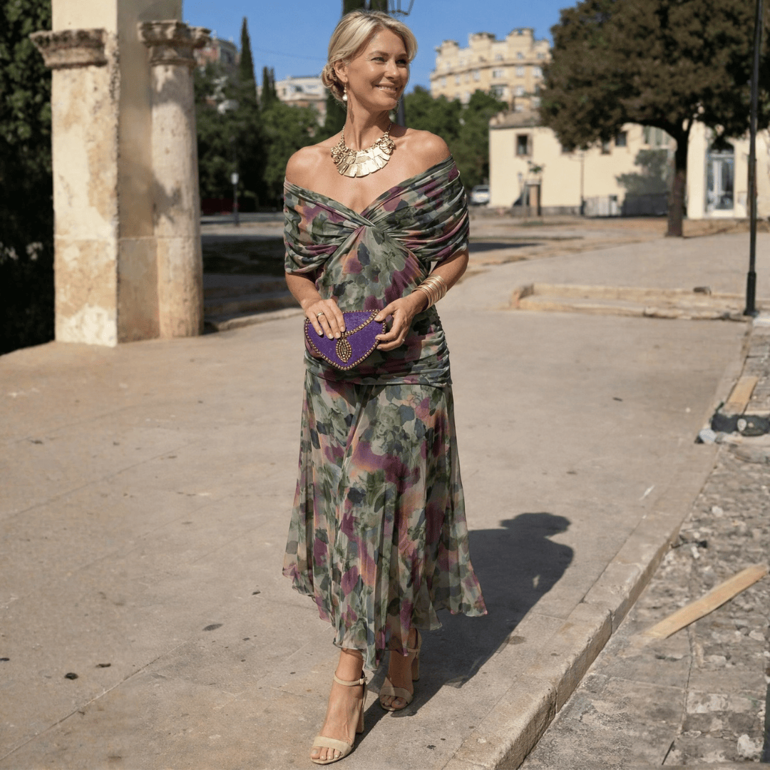 Mikaela | Vestido Maxi de Hombros Descubiertos
