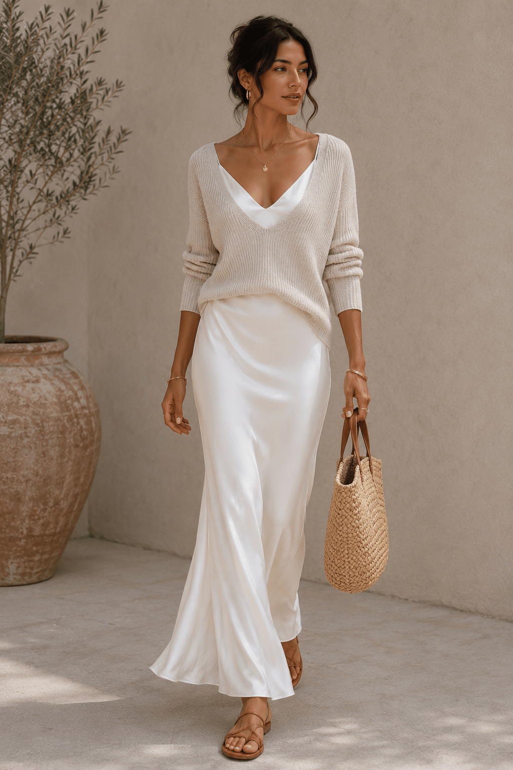 Alma | Vestido de Satén Elegante con Suéter