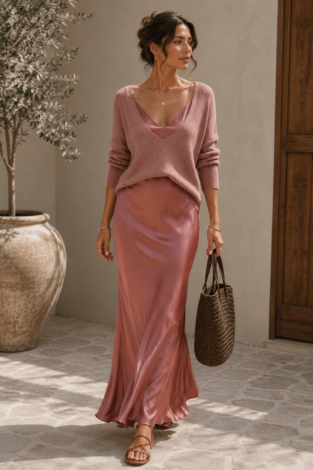 Alma | Vestido de Satén Elegante con Suéter
