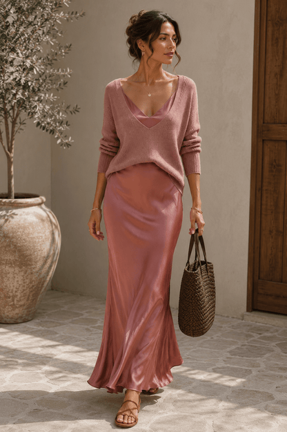 Alma | Vestido de Satén Elegante con Suéter