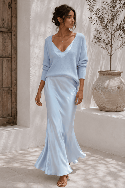 Alma | Vestido de Satén Elegante con Suéter