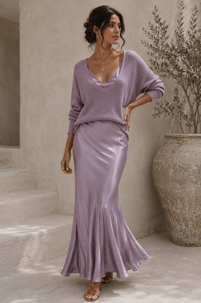 Alma | Vestido de Satén Elegante con Suéter