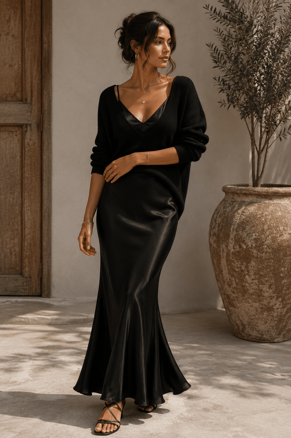 Alma | Vestido de Satén Elegante con Suéter