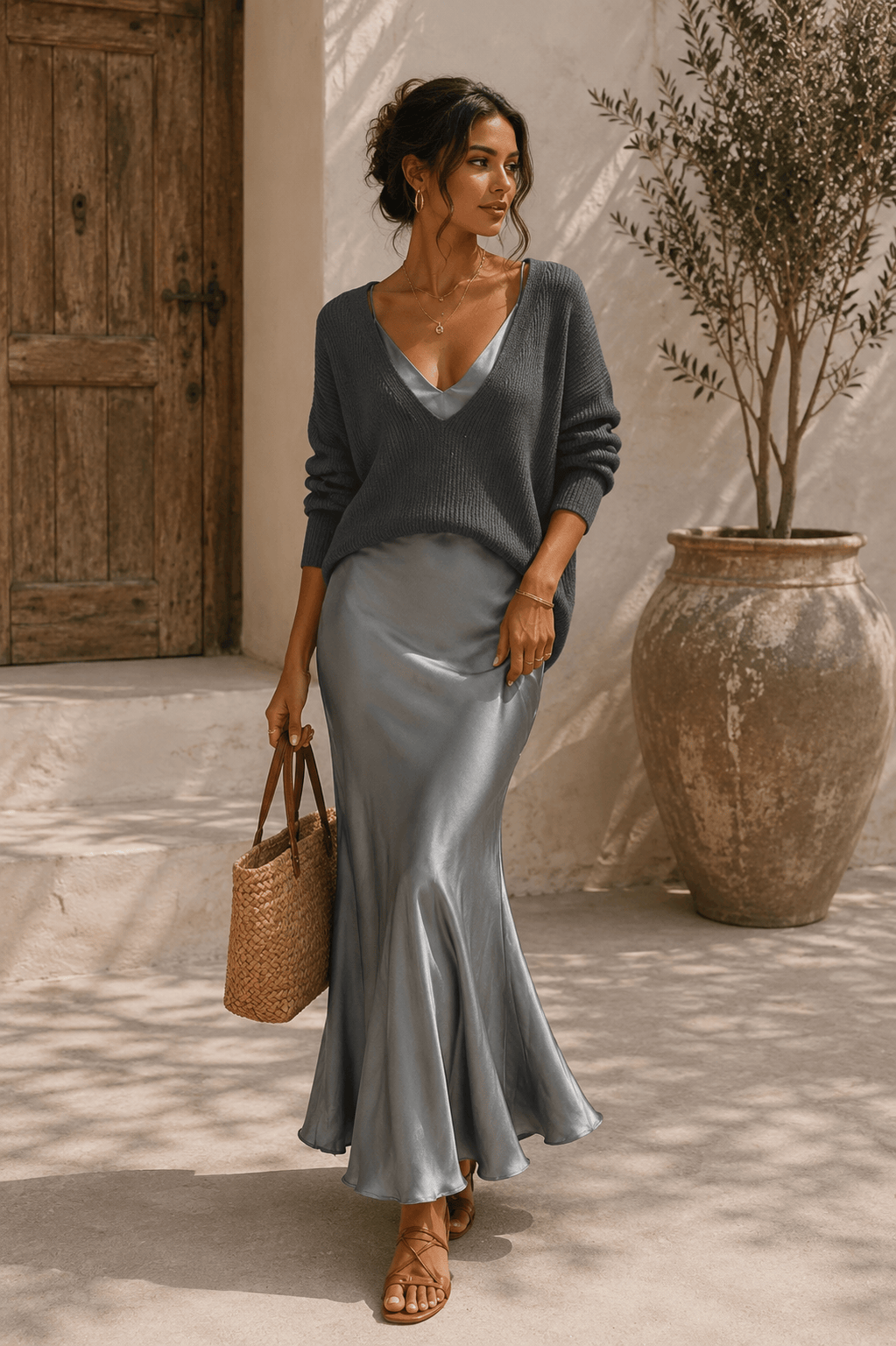 Alma | Vestido de Satén Elegante con Suéter