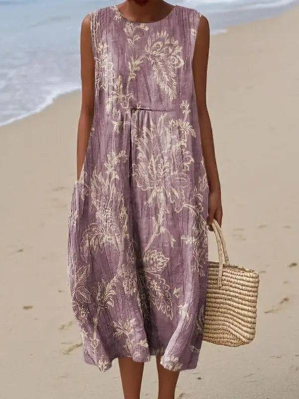 Mia | Vestido Midi Floral Morado