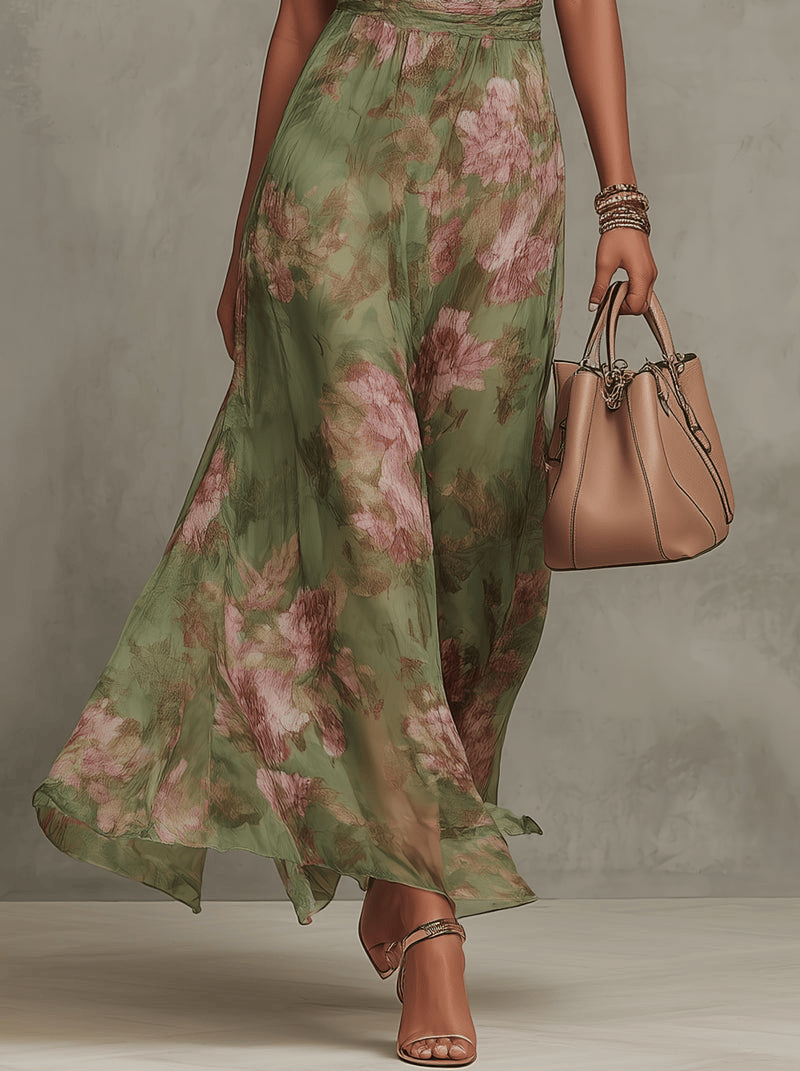 Livia | Vestido Largo Floral Halter Elegante