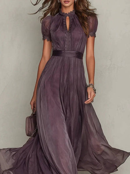 Vestido Largo Morado Cuello Abierto