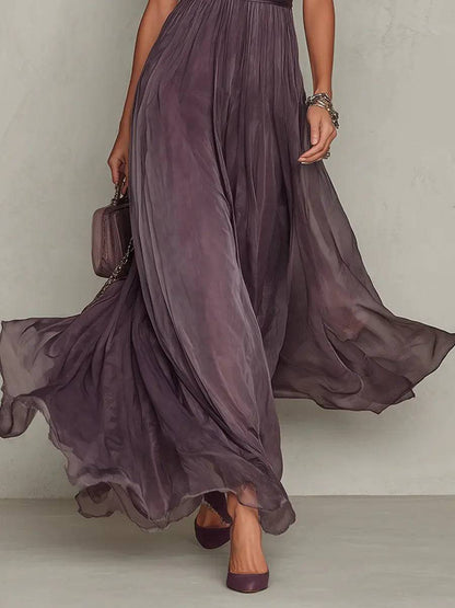 Vestido Largo Morado Cuello Abierto