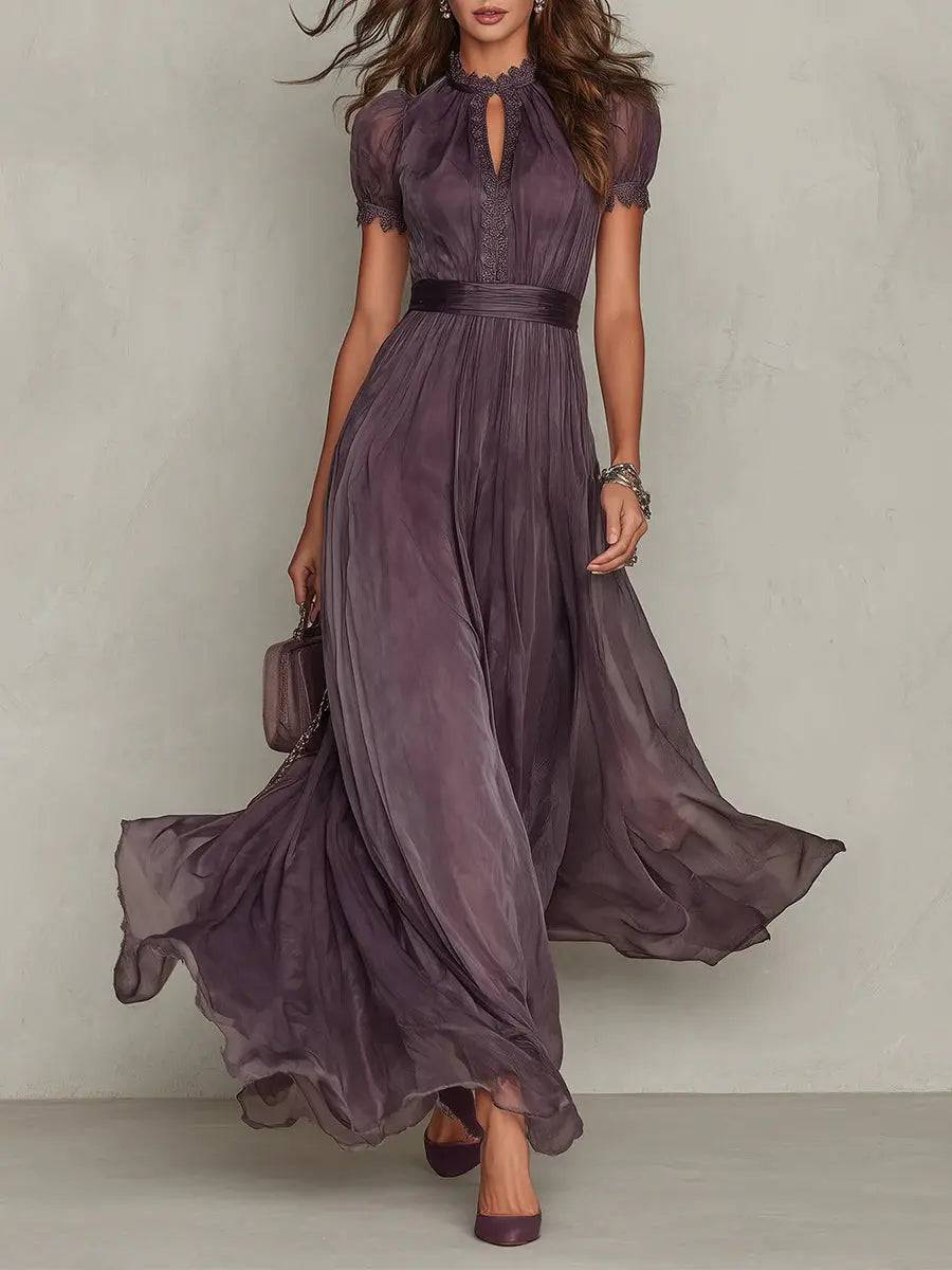 Vestido Largo Morado Cuello Abierto