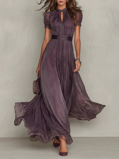 Vestido Largo Morado Cuello Abierto