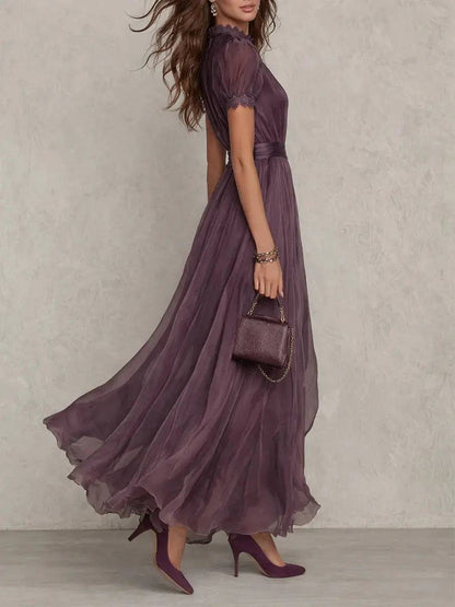 Vestido Largo Morado Cuello Abierto