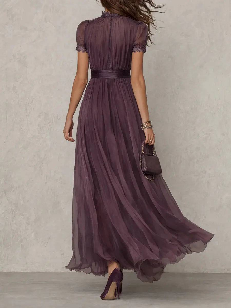 Vestido Largo Morado Cuello Abierto