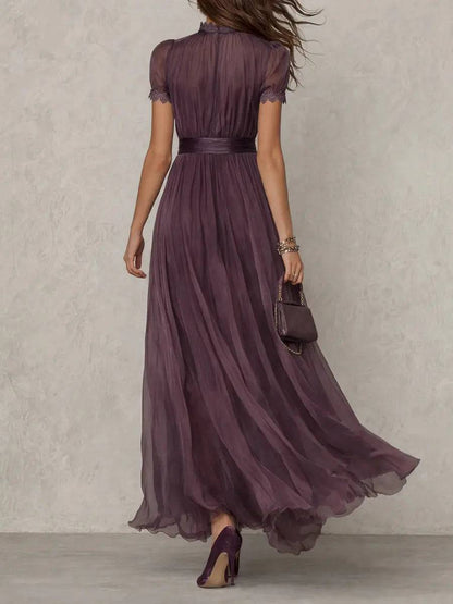 Vestido Largo Morado Cuello Abierto