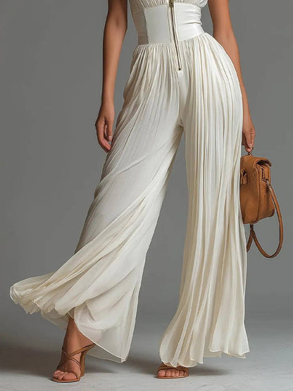 Jumpsuit Blanco sin Mangas con Zíper