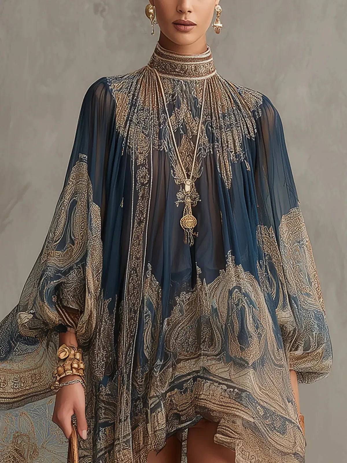 Vestido Corto Barroco Azul Marino