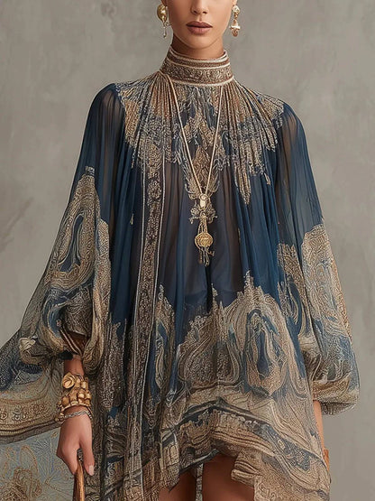 Vestido Corto Barroco Azul Marino