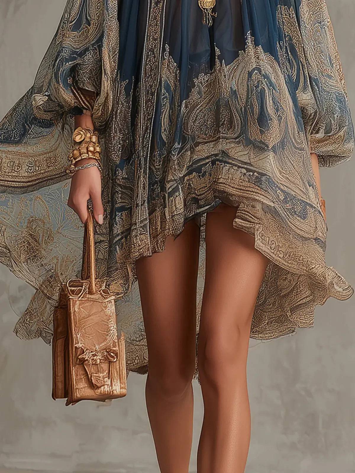 Vestido Corto Barroco Azul Marino