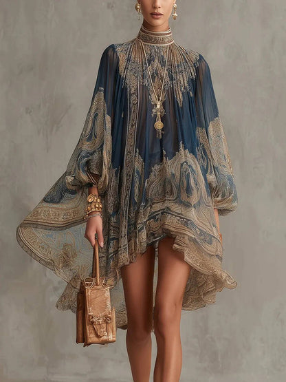 Vestido Corto Barroco Azul Marino