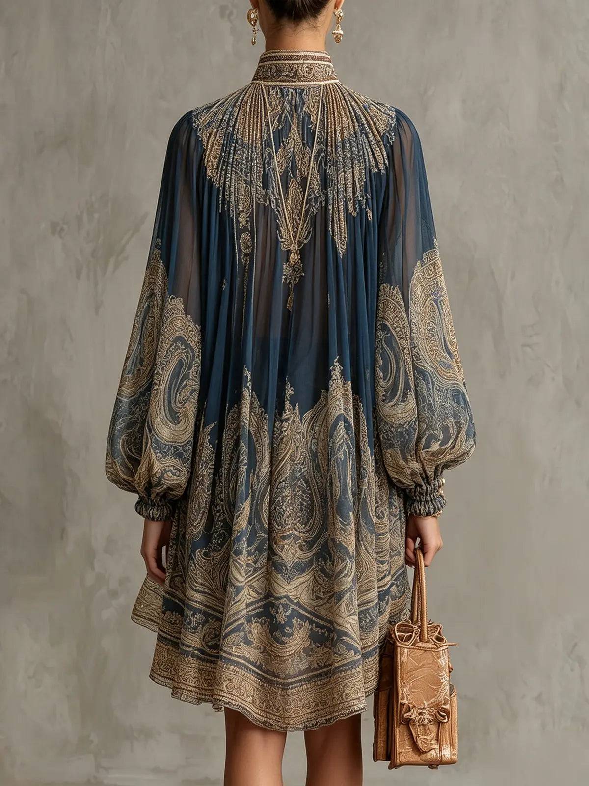 Vestido Corto Barroco Azul Marino