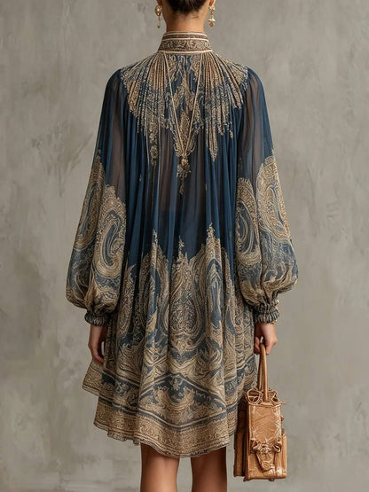 Vestido Corto Barroco Azul Marino