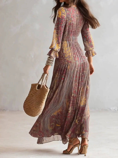 Vestido Largo Paisley Escote en V