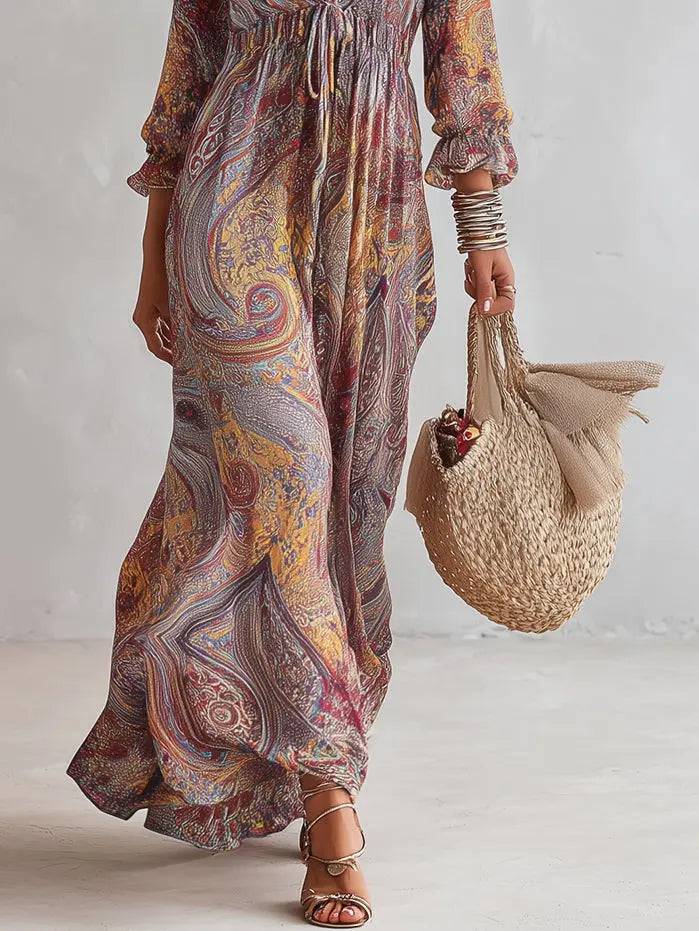 Vestido Largo Paisley Escote en V