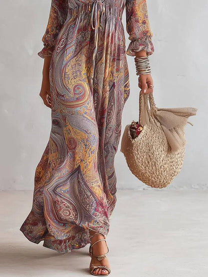 Vestido Largo Paisley Escote en V