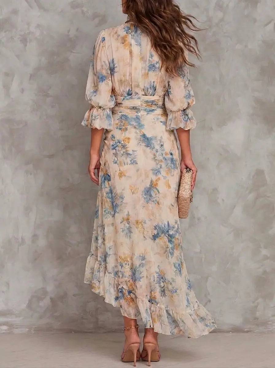 Vestido Largo Asimétrico Floral