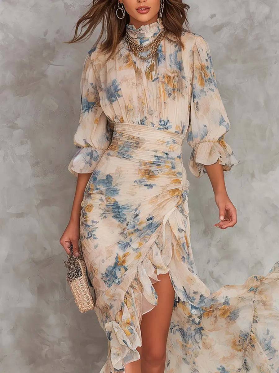 Vestido Largo Asimétrico Floral