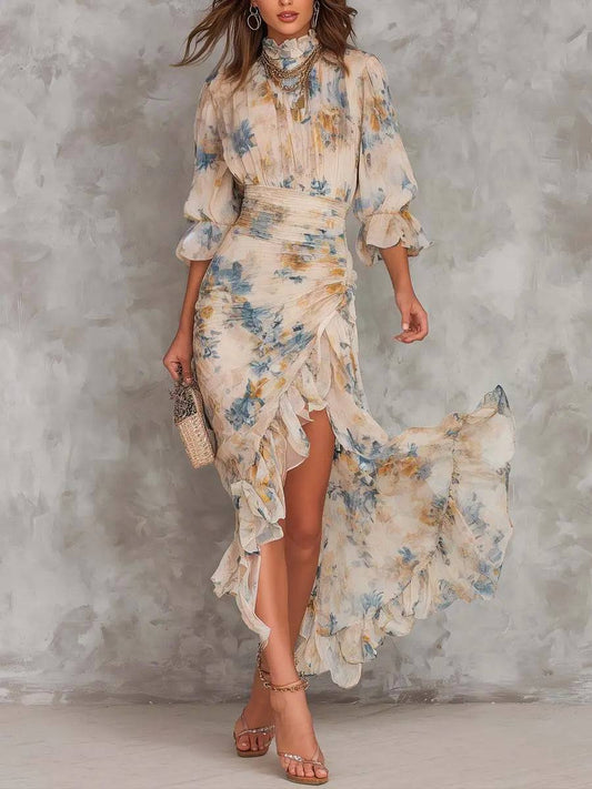 Vestido Largo Asimétrico Floral