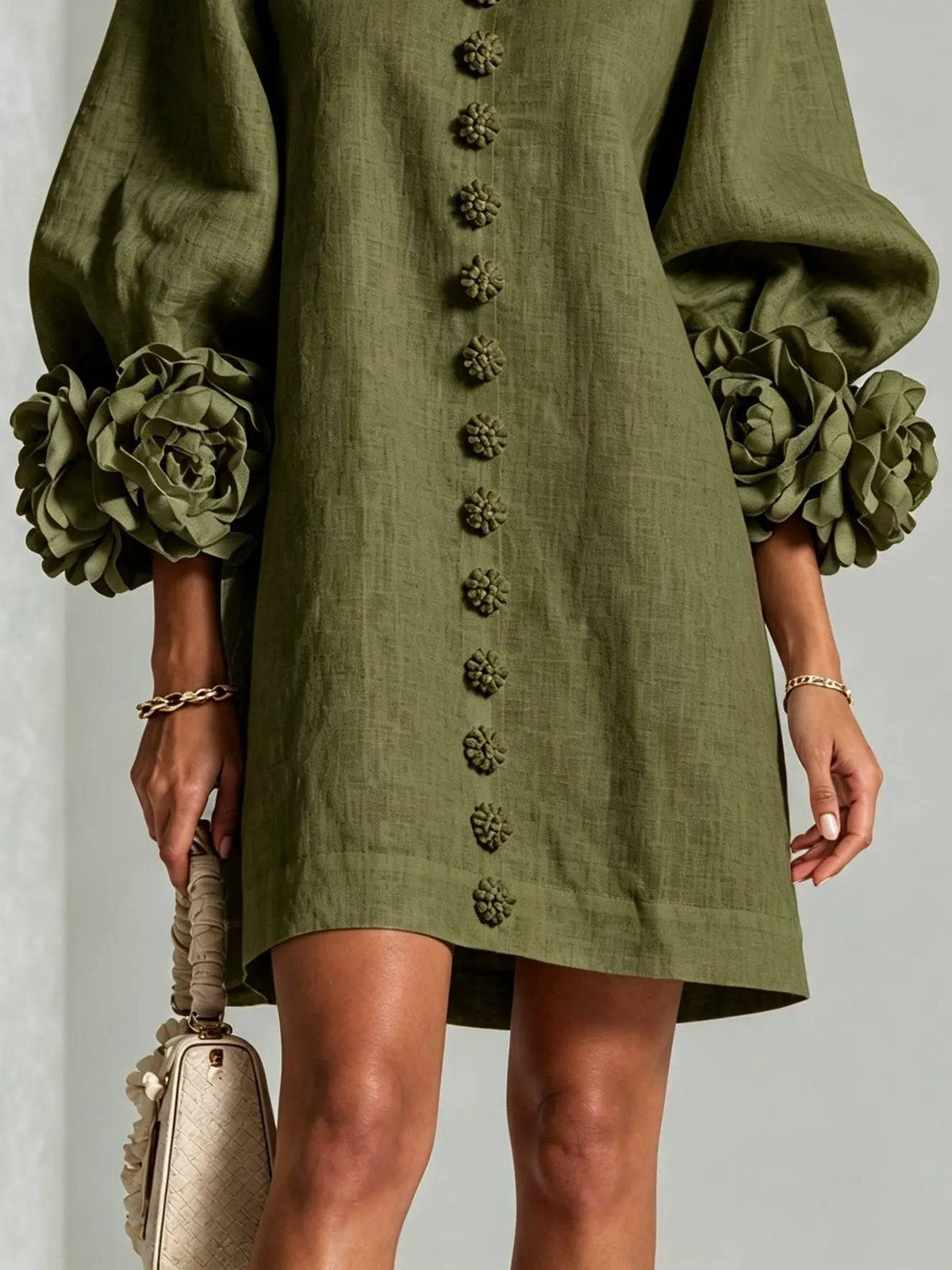 Mini Camisero Floral Verde Oliva