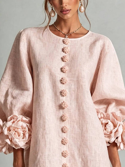 Mini Floral Rosa con Botones