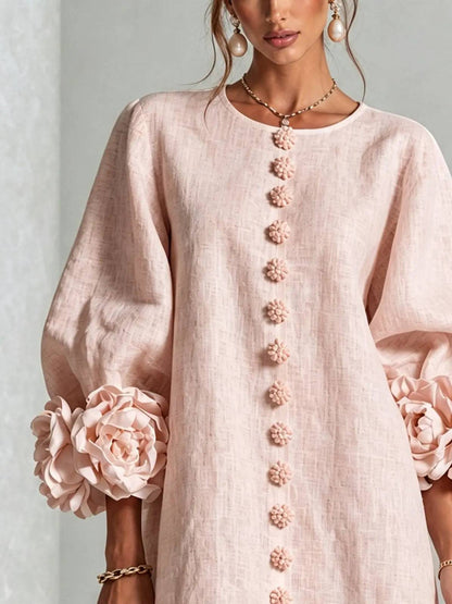 Mini Floral Rosa con Botones