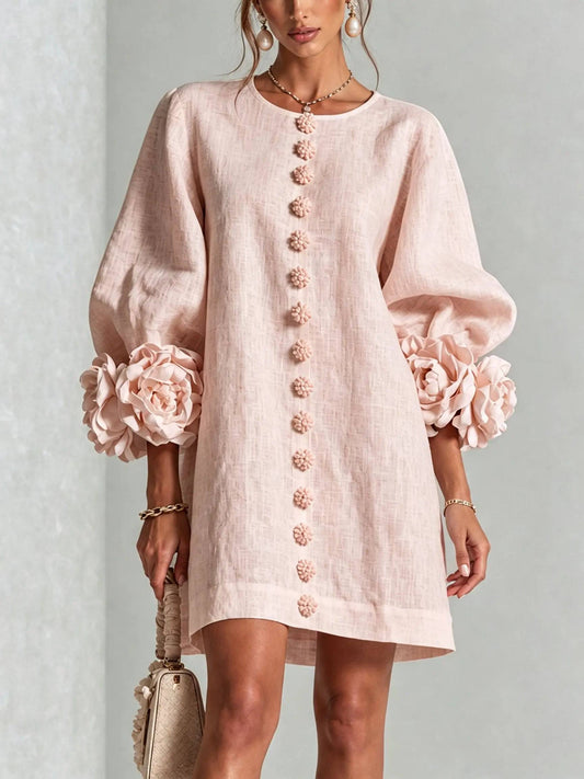 Mini Floral Rosa con Botones