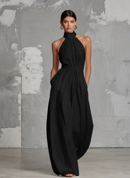 Jumpsuit Blanco Elegante con Cuello Halter