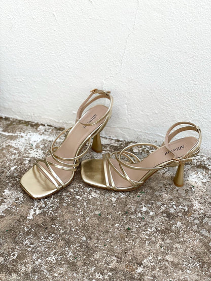 Sandalias tiras tacon Flore gold