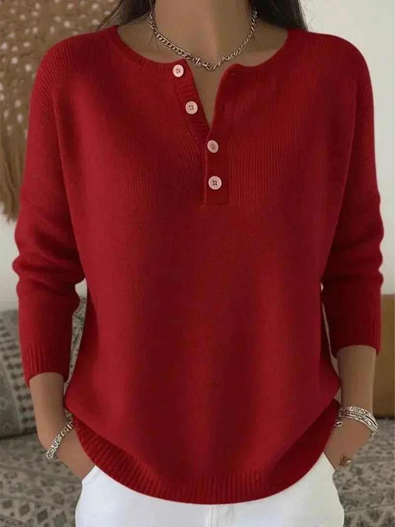Helena | Suéter de Punto con Botones Henley