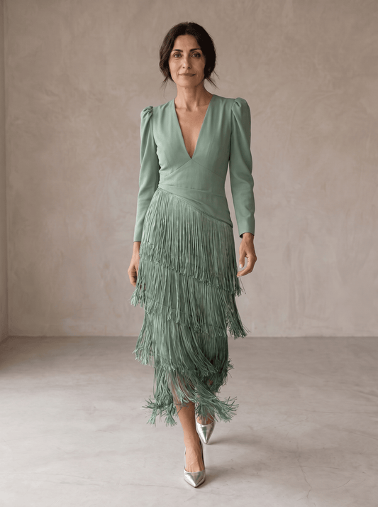 Chiara | Vestido Elegante con Mangas de Flecos
