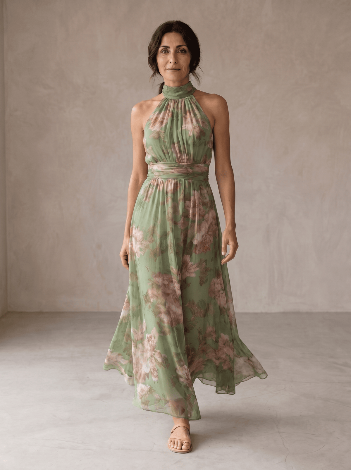 Livia | Vestido Largo Floral Halter Elegante