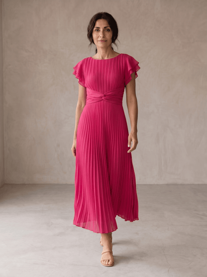 Seraphina | Vestido Largo Plisado Elegante con Cintura de Lazo