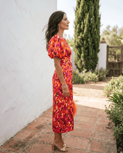 Carla™ | Vestido Midi Floral con Mangas Abullonadas